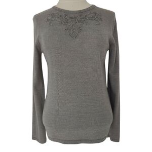 Pendleton Merino Wool Sweater S Small Gray Iridescent Bead Design Women's